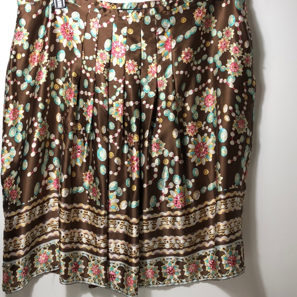 🆕 Silk A-Line Brown Tribal Print Skirt Plus Size - Picture 5 of 6